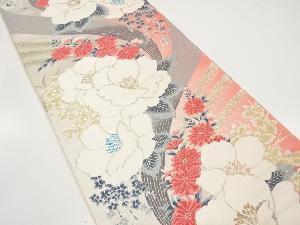 アンティーク　草花模様織り出し袋帯（材料）